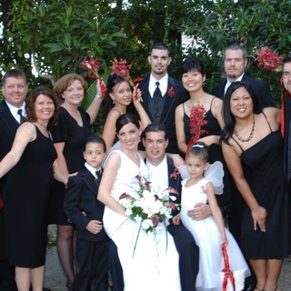 Black and White Wedding Party Portrait Outdoors