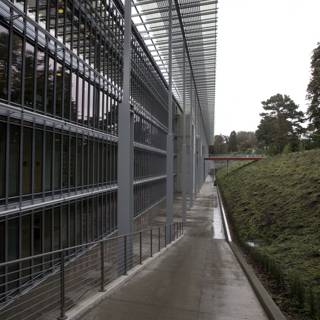 City Walkway with Glass Office Building
