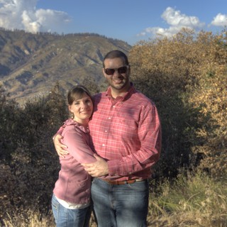 Couple Embracing in Angeles Crest Mountain Landscape