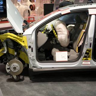 Damaged Yellow and Black Car at LA Auto Show