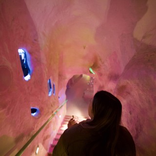 Descending into an Illuminated Cave Installation