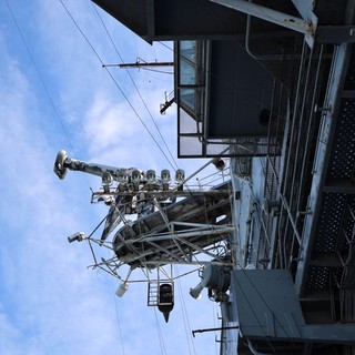 Industrial Communications Tower Against Blue Sky at USS Hornet