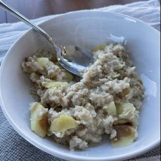 Delicious Oatmeal Bowl with Apples and Nuts