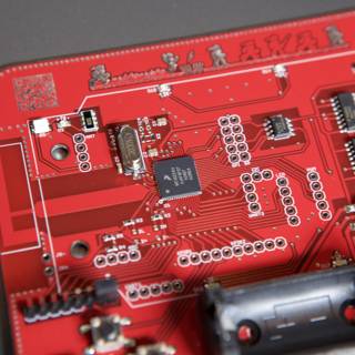 Red Circuit Board Close Up