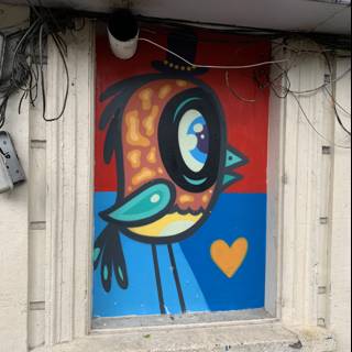 Vibrant Bird Mural on City Building