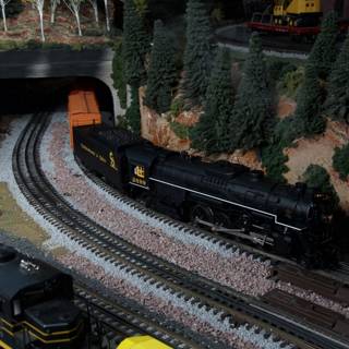 Classic Toy Train on a Realistic Mountainous Diorama