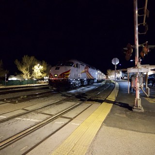 Rail Runner Express Night Arrival at Santa Fe Station