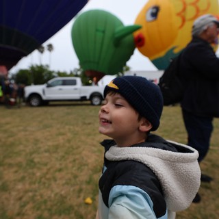 Joyful Boy Marvels at Hot Air Balloon Festival