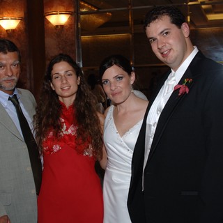 Wedding Reception Group Photo with Bride and Groom
