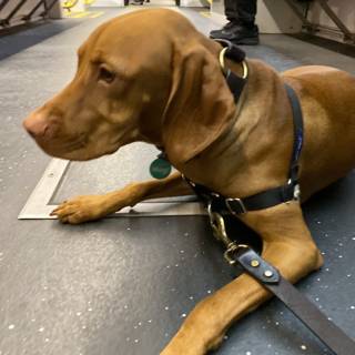 Subway Pup with a Harness