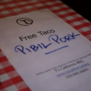 Free Taco Sign on Table at Plata Wine Party