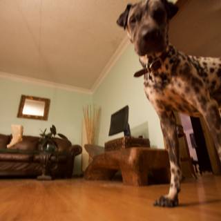 Dalmatian Dog Posing on Hardwood Floor