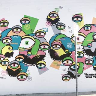 Vibrant Multi-Eyed Mural