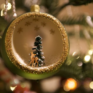 Miniature Winter Wonderland Christmas Ornament with Deer