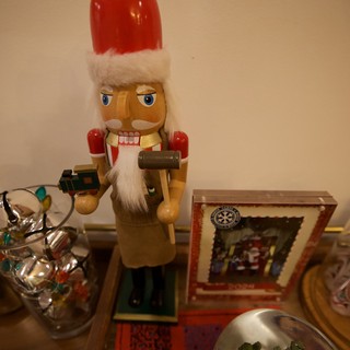 Traditional Christmas Nutcracker with Holiday Decorations