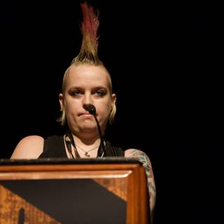 Mohawked Speaker Takes the Podium