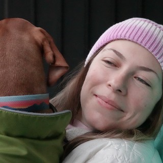 Relaxing Moment with Dog on Sunny Day