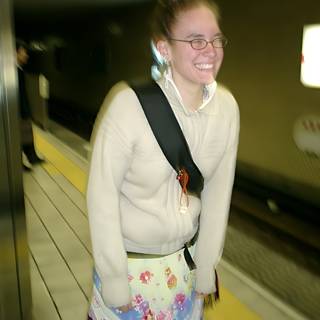 Smiling Woman at Tokyo Train Station