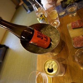 Japanese Sake and Wagyu Beef Dinner Spread