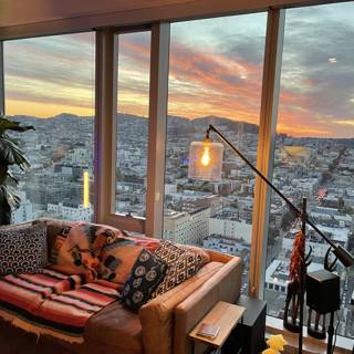 Cityscape From a Cozy Living Room