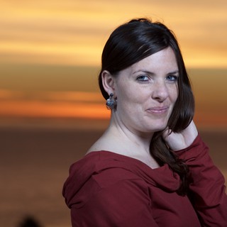 Woman in Red at Golden Hour Sunset