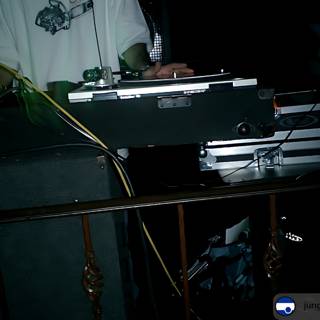 DJ Turntable Set in a Dark Room
