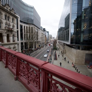Red Bridge Overlooking London Street Scene