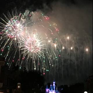Disneyland Fireworks Illuminating the Night Sky