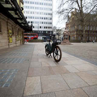 Solitary E-Bike in Empty London Plaza