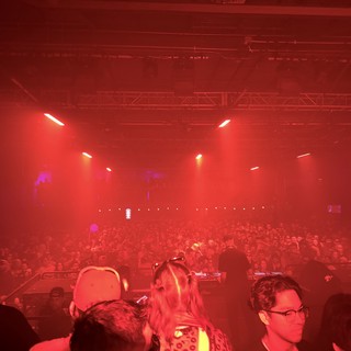 Skrillex and Four Tet Concert in Red Stage Lighting