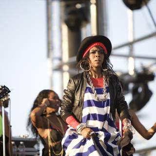 Lauryn Hill Rocks Coachella stage in a Striped Dress and Hat