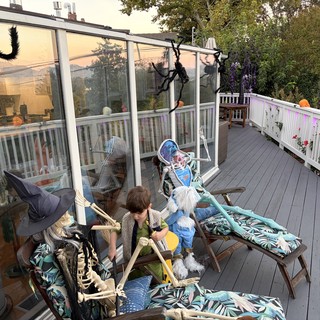 Halloween Deck Decorated with Spooky Spider Decorations