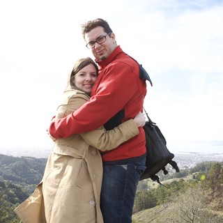 Couple Embracing Atop Berkeley Hills Overlook
