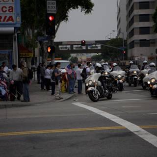 Motorcycle Rally on the Busy Street