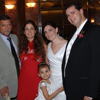 Wedding Reception Family Portrait with Flower Girl