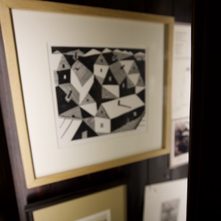 Framed Cubist Village Print in Gallery Display