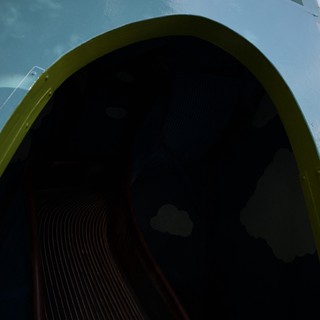 Aircraft Engine Intake with Colorful Striped Backdrop