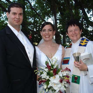 Joyful Outdoor Wedding Ceremony with Officiant