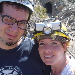 Adventurous Couple Selfie Outside Abandoned Mine Entrance