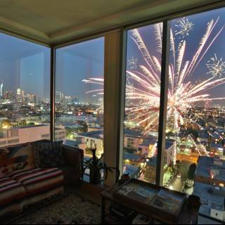 Fireworks Spectacular Over City Skyline