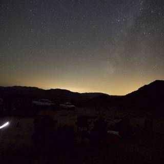 Campfire under the Starry Night Sky