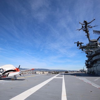 Navy T-28 Trojan on USS Hornet Aircraft Carrier Deck
