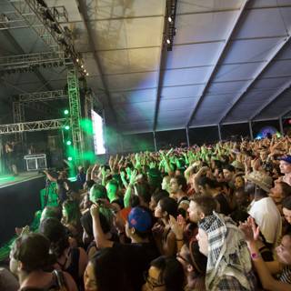 Green-lit Crowd at Coachella Concert