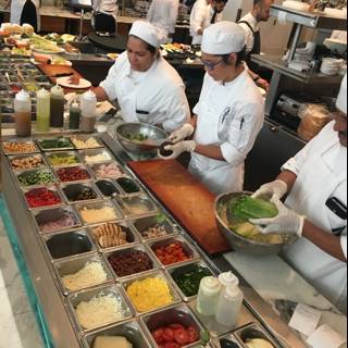 Busy Chefs at Work in LA Kitchen