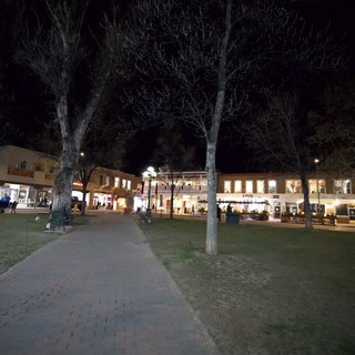 Santa Fe Plaza at Night in Winter