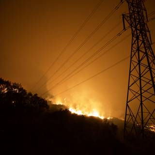 Wildfire Threatens Power Lines