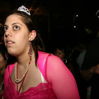 Inès Reg in Pink Dress at NYE 2005
