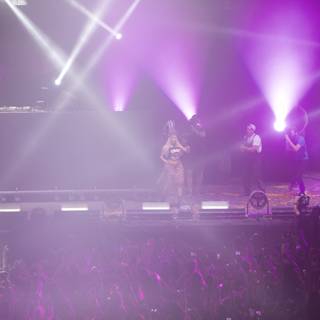 Purple Spotlight on the Rock Concert Stage