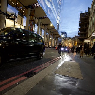 Modern London Street Scene at Dusk