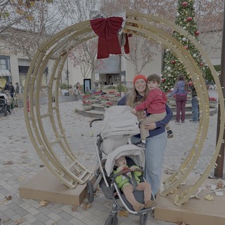 Family Holiday Moment at Christmas Market